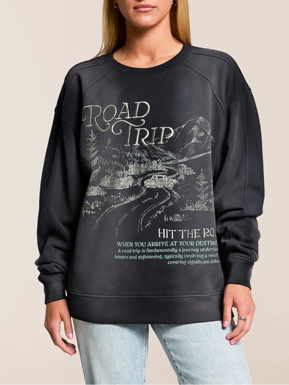 Modish Rebel Road Trip Oversized Pullover- Medium
